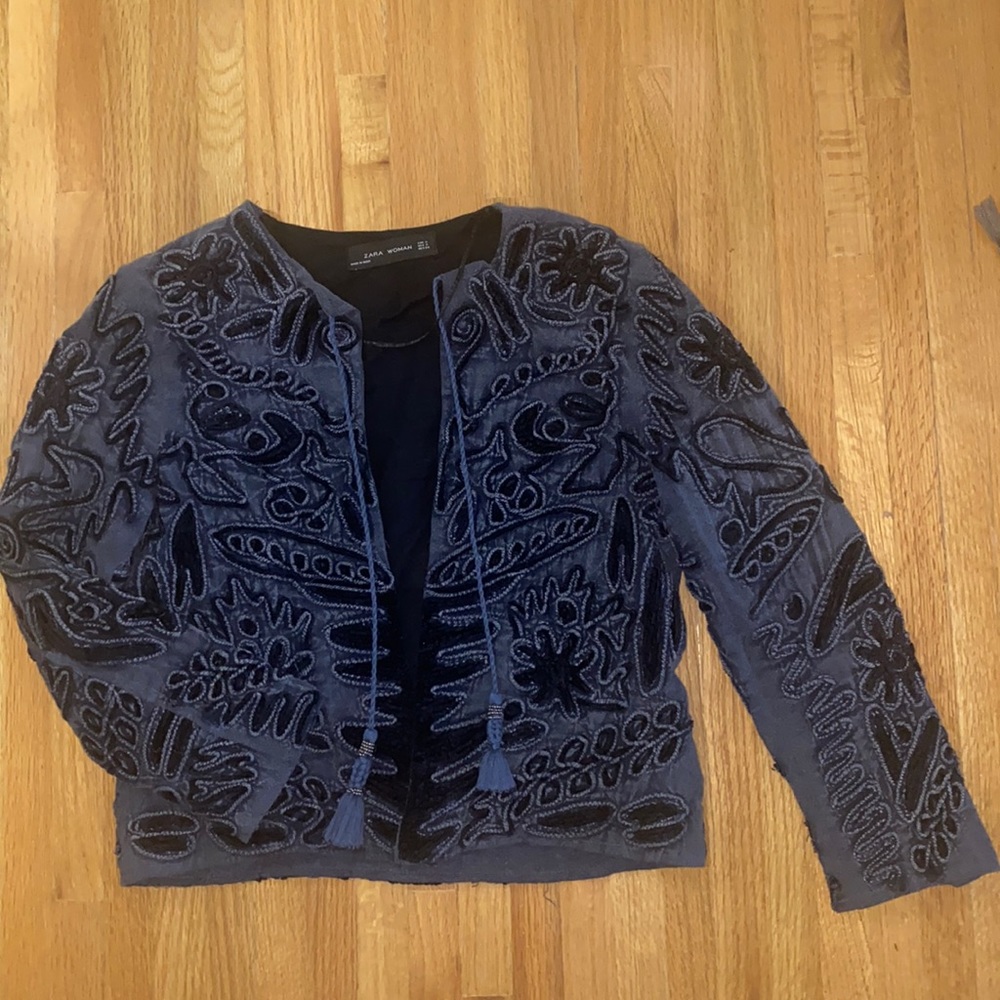 Embroidered Denim Looking Jacket